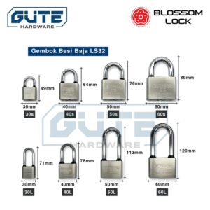 Gembok Besi Baja “Blossom” Tipe LS 32 Best Seller Untuk Pintu Pagar / Kantor / Toko / Gudang