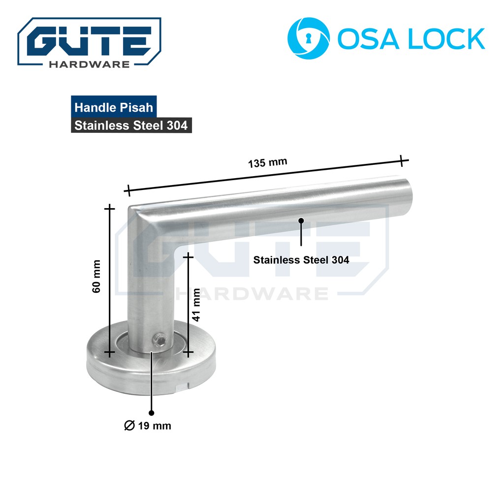 GUTE OSALOCK Kunci Pintu Pisah / Handle Pisah / Separate Door Handle - Gambar 4