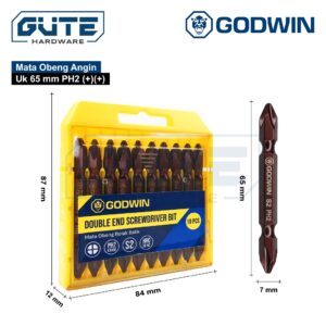 GUTE GODWIN Screwdriver Bit Magnet PH2 x 65 mm Plus + Mata Obeng Angin ( 10 Pcs )