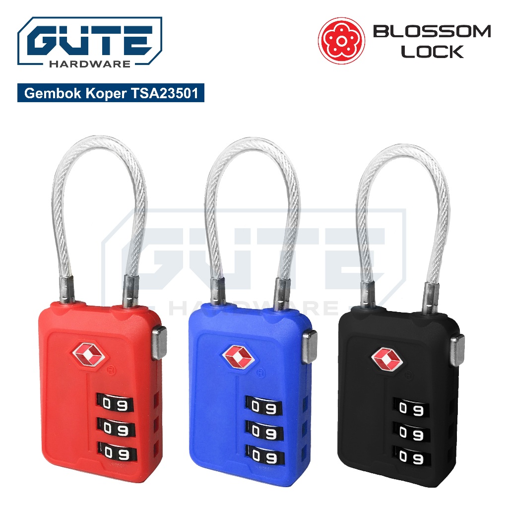 GEMBOK NOMOR KOPER TAS TSA SECURITY "BLOSSOM" KUNCI SANDI / KUNCI PIN / TSA TRAVEL COMBINATION PADLOCK - Gambar 5