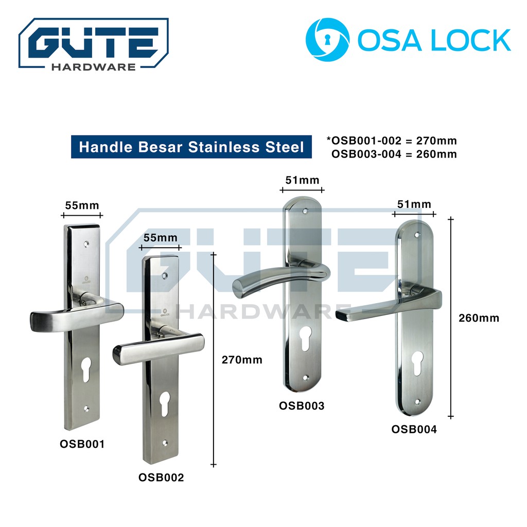 (KOMPLIT) Kunci Pintu Besar Stainless Steel Asli! "OSALOCK" Untuk Gagang / Handle Pintu Rumah