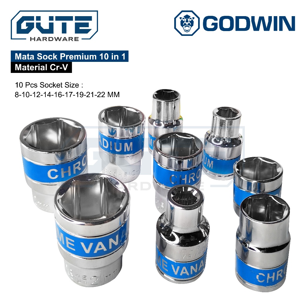 GUTE GODWIN Kunci Set 1/2 Inch & 1/4 Inch Socket CR-V Wrench Rachet - Gambar 3