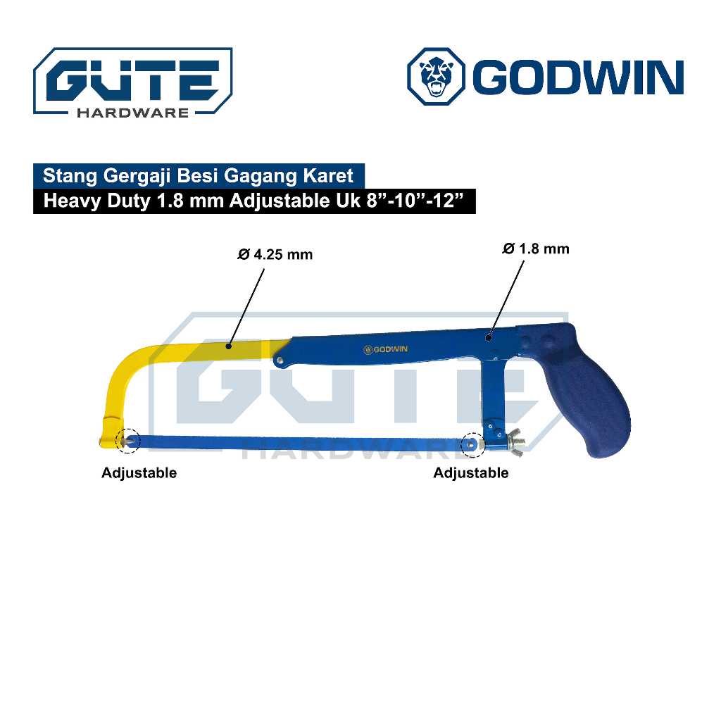 Stang Pegangan Gagang Gergaji Besi Hacksaw Heavy Duty Uk 8" - 12" - Gambar 3