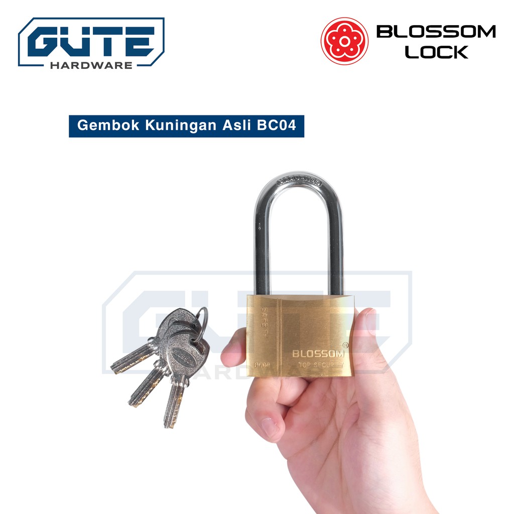 Gembok Kuningan Anti Karat “Blossom” Tipe BC 04 Best Seller Untuk Pintu Pagar/Kantor/Toko /Gudang - Gambar 2