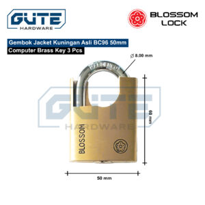 Gembok BC96 Jaket Kuningan Asli 50mm BLOSSOM Best Seller Untuk Pintu