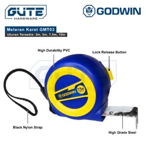 GUTE GODWIN Meteran Karet / Rol Meter / Meteran Tukang GMT 03 Uk 3m 7.5m 10m