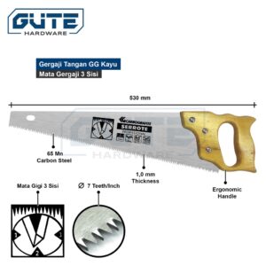 Gergaji Tangan 3 Mata / Handsaw "CARBOGRAFITE" Untuk Kayu / Triplek / Pipa PVC / Gypsum / GRC Board