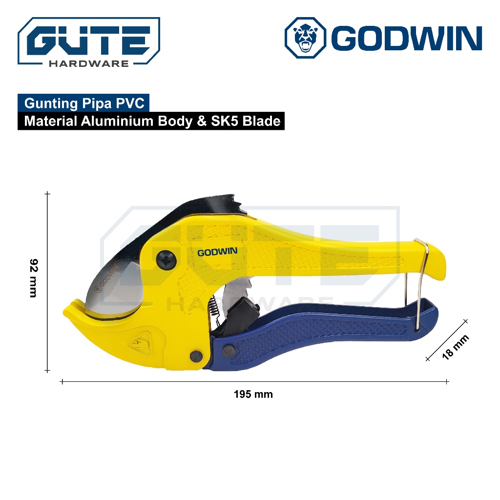 GUTE Tang Potong Pipa / Gunting Pipa PVC Paralon 42mm GODWIN Pipe Cutting - Gambar 2