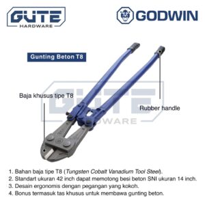 Gunting Besi Beton / Bolt Cutter "Godwin" Uk 36 Inch Untuk Besi Beton / Kawat / Rantai