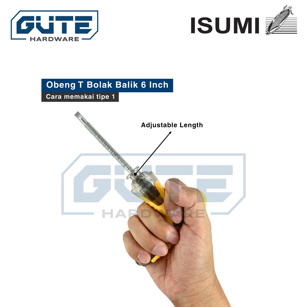 Obeng T Bolak Balik 6 Inch Kombinasi Adjustable Panjang Pendek - Gambar 3
