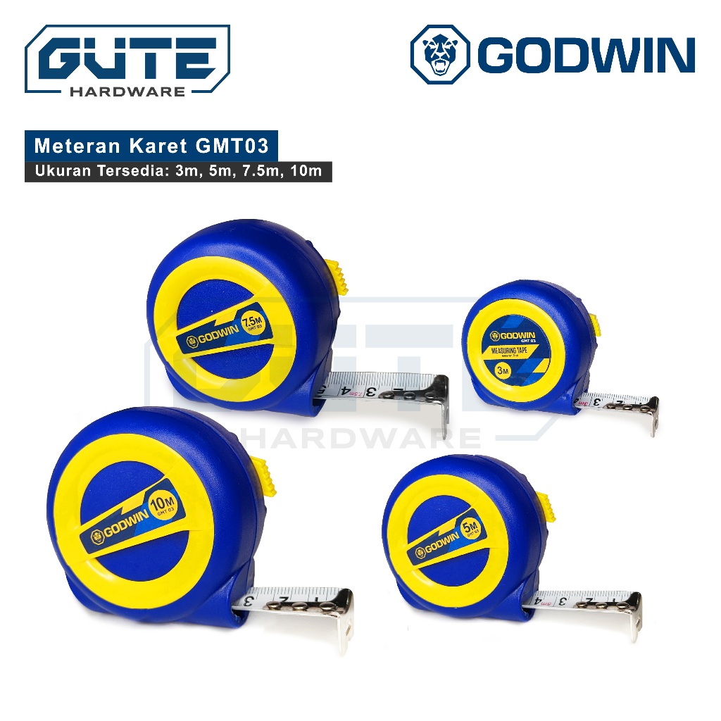 GUTE GODWIN Meteran Karet / Rol Meter / Meteran Tukang GMT 03 Uk 3m 7.5m 10m - Gambar 3