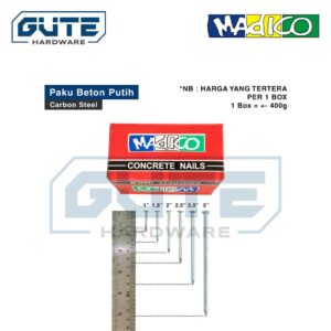 Paku Beton Putih Galvanis "Madico" (BOX) Carbon Steel ! Paku Tembok Dinding