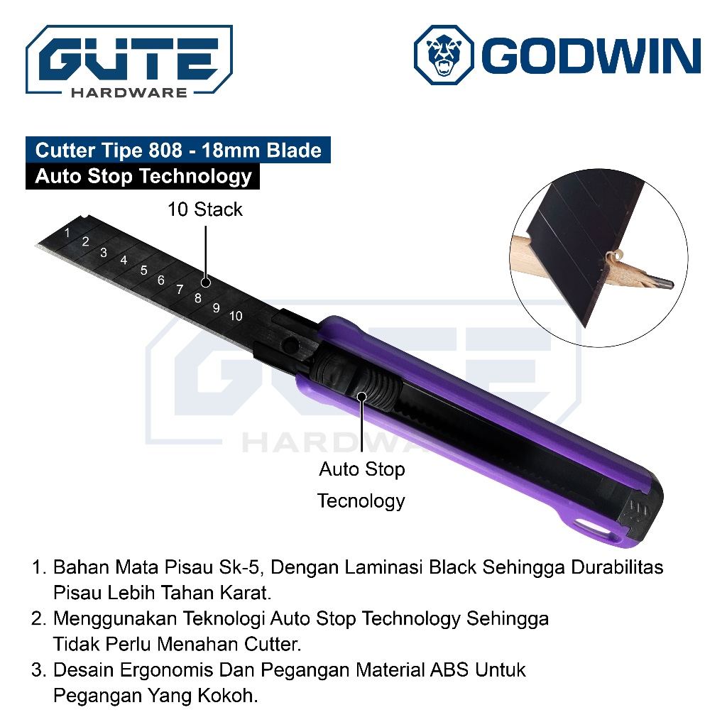 GUTE Pisau Cutter GODWIN Termurah - Gambar 2