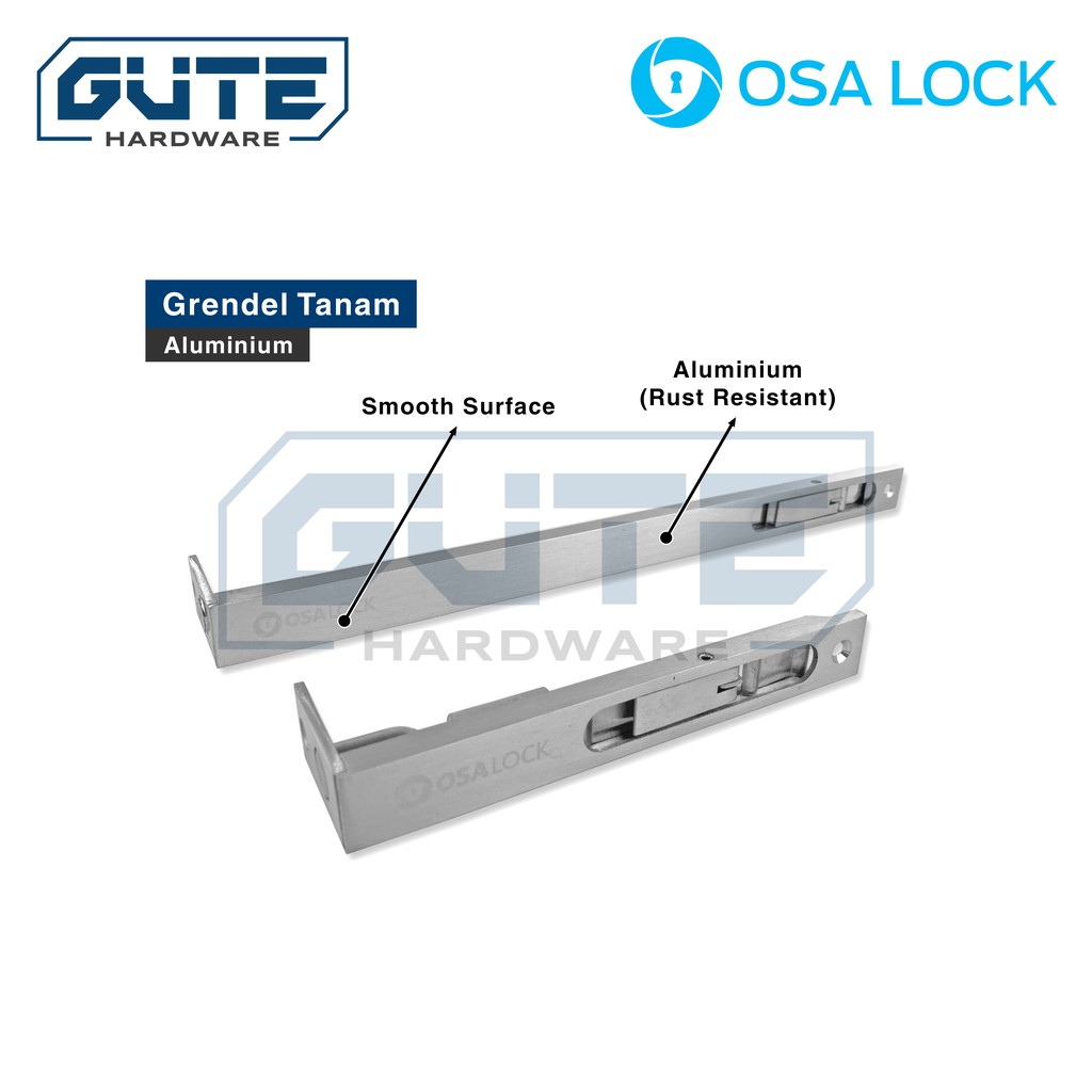 Grendel Tanam Aluminium “OSALOCK” 6” + 12” Flush Bolt - Gambar 2