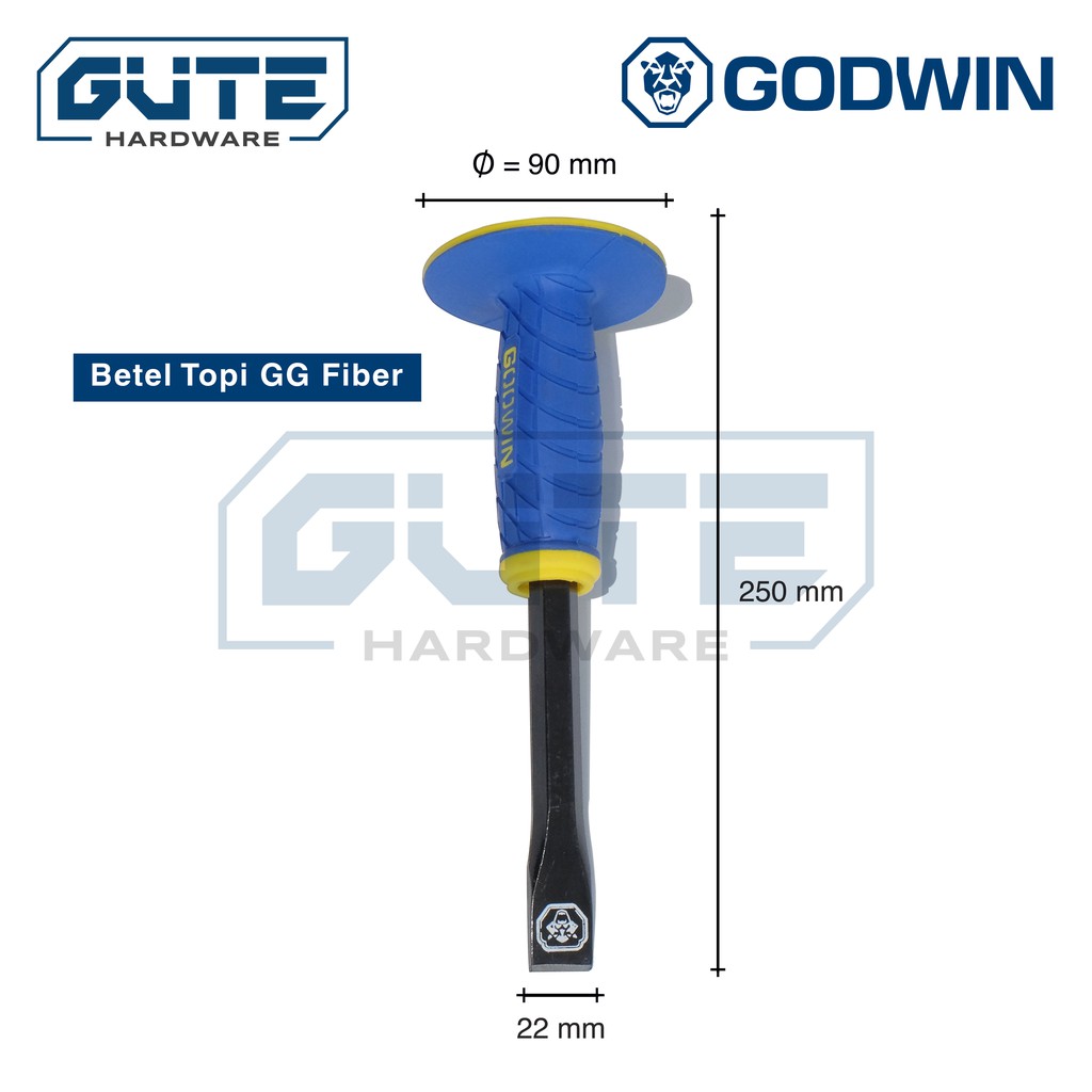 Betel Topi / Pahat Beton / Stone Chisel "GODWIN" Gagang PVC Jumbo - Gambar 2