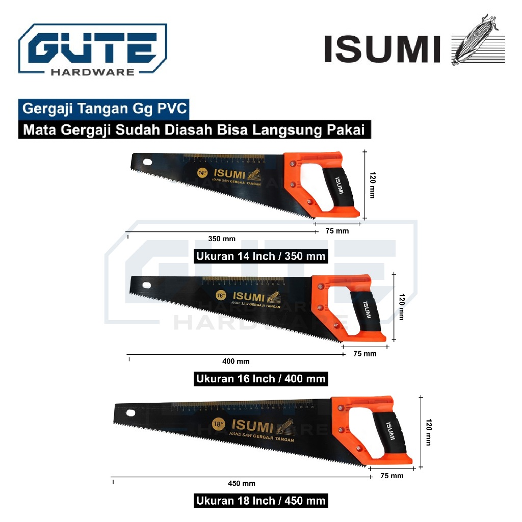 Gergaji Tangan GG PVC Handsaw ISUMI Untuk Kayu Triplek Pipa PVC Gypsum - Gambar 4