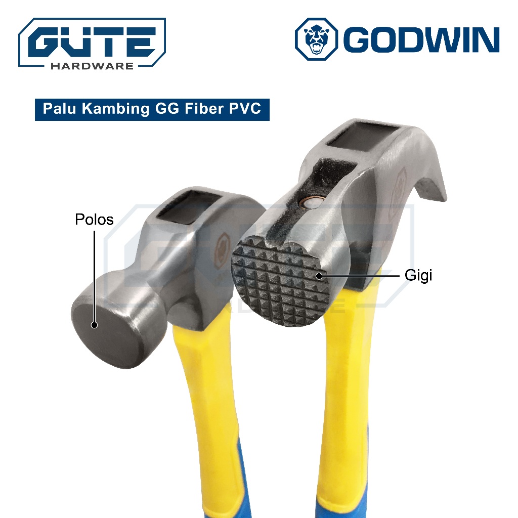 Palu Kambing Gagang Fiber / Claw Hammer "Godwin" Carbon Steel Asli! - Gambar 5