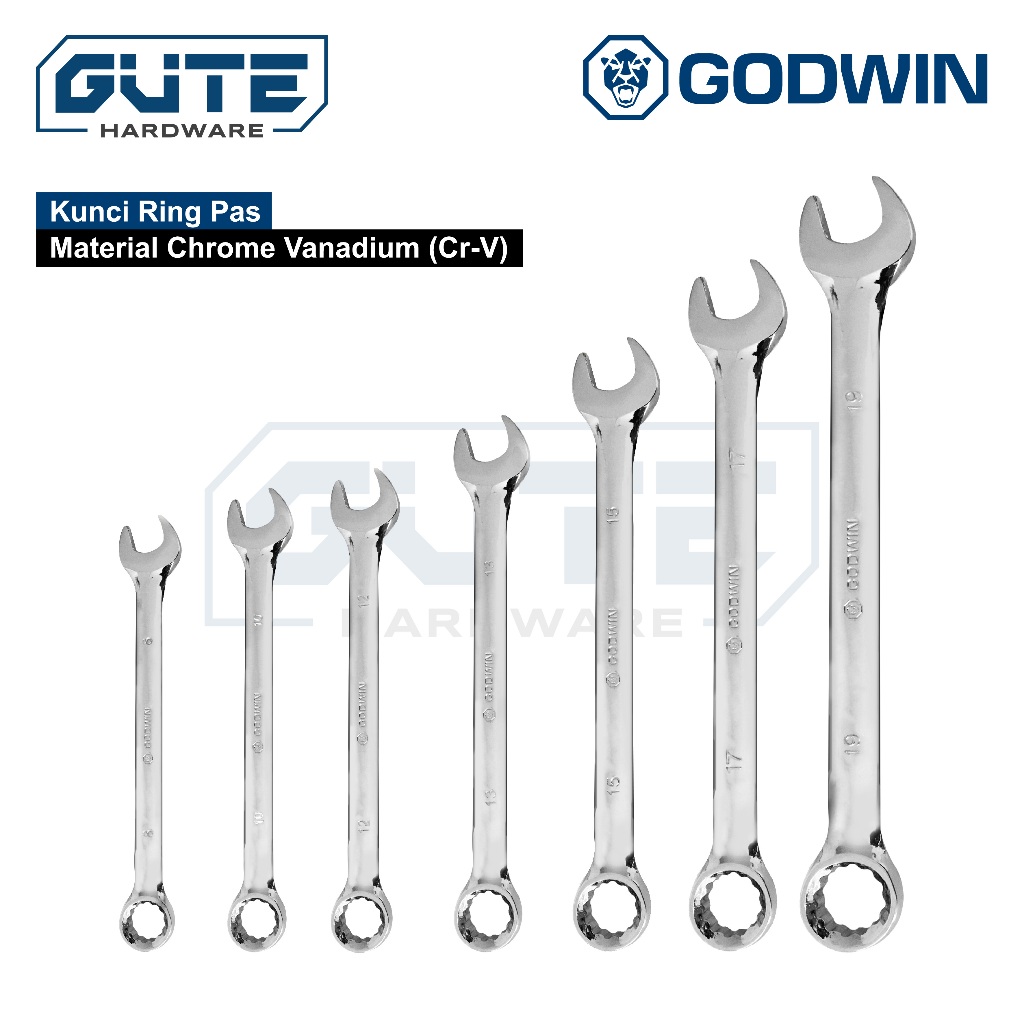 GODWIN SATUAN Kunci Ring Pas 8 10 12 13 15 17 19 mm Premium Grade ( Isi 10 Pcs ) - Gambar 2