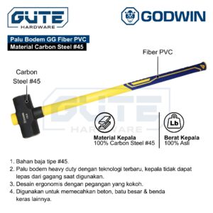 Godwin Palu Batu Bodem Godam Beton Tembok Grade PREMIUM Sledge Hammer Carbon Steel Asli!