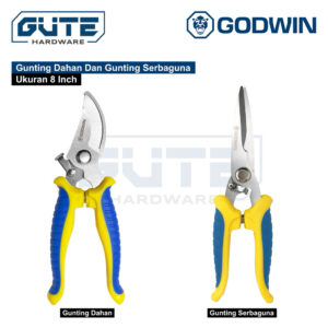Gunting Korea Serbaguna / Gunting Serbaguna Stainless Steel GODWIN Extra Heavy Duty Seng Hollo Kawat Dahan Taman Plat