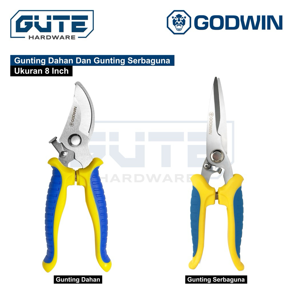 Gunting Korea Serbaguna / Gunting Serbaguna Stainless Steel GODWIN Extra Heavy Duty Seng Hollo Kawat Dahan Taman Plat