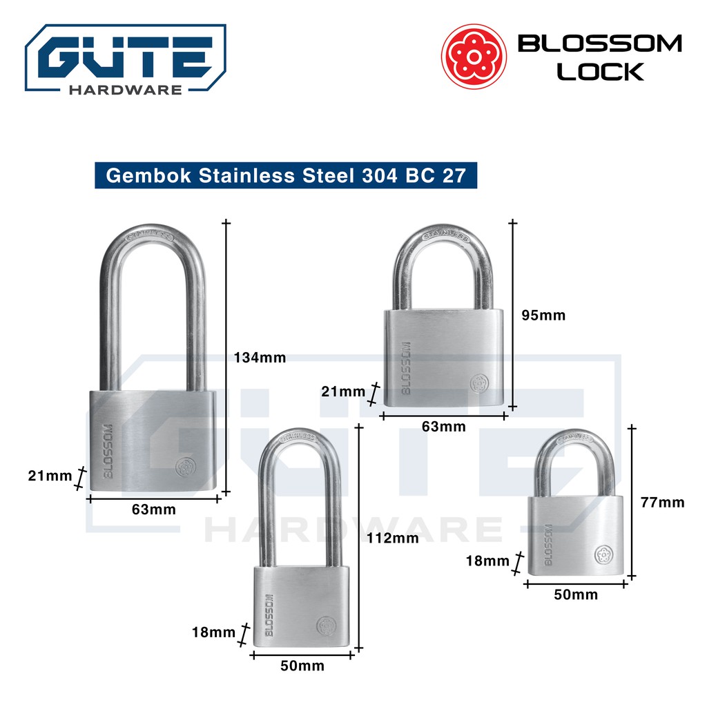Gembok Stainless Steel 304 Anti Karat “Blossom” Tipe BC 27 Best Seller Untuk Pagar / Kantor Toko - Gambar 3