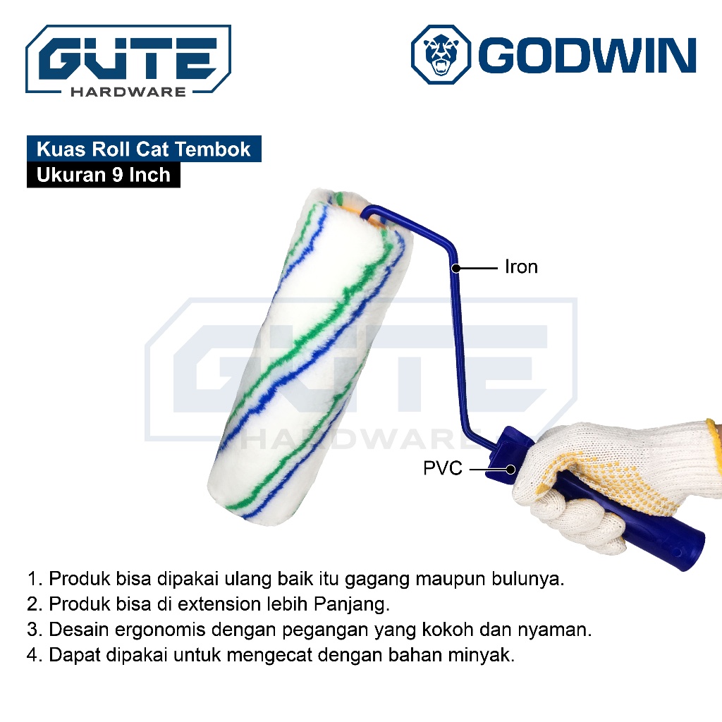 GUTE GODWIN Kuas Roll Cat Tembok Dinding / Paint Roller Brush - Gambar 2