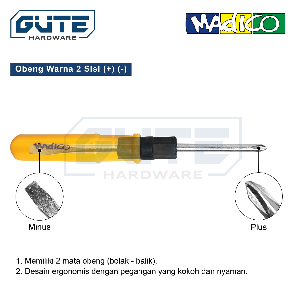 Obeng Bolak Balik BB 2in1 Plus Minus “MADICO” - Gambar 4