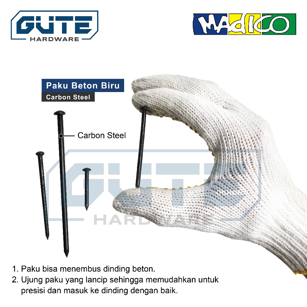 Paku Beton Biru “Madico” (BOX) Carbon Steel ! Paku Tembok Cor Dinding - Gambar 2