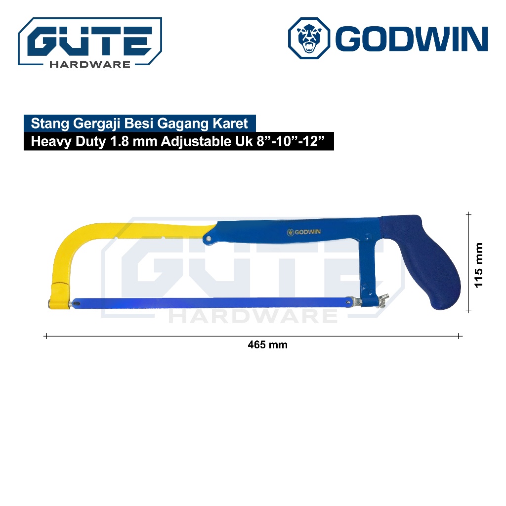 Stang Pegangan Gagang Gergaji Besi Hacksaw Heavy Duty Uk 8" - 12" - Gambar 2